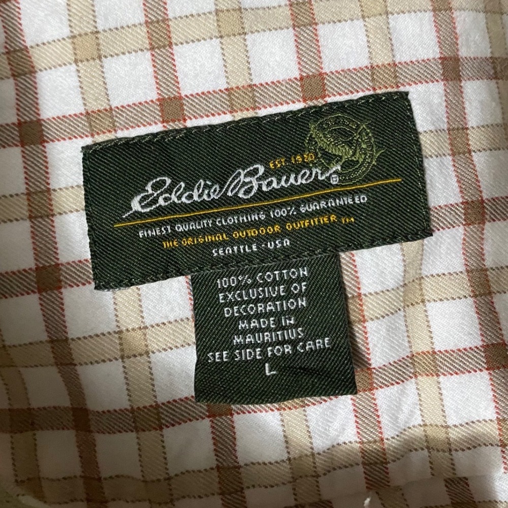 Eddie Bauer lot of 2 Mens Large Plaid Long Sleeve Button Down Shirt Size - Picture 9 of 13